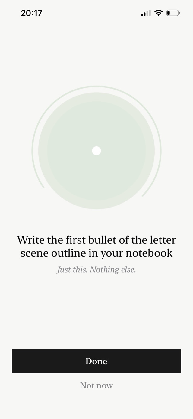 Focus: a calm screen for one Fraction, with a Live Activity on the lock screen